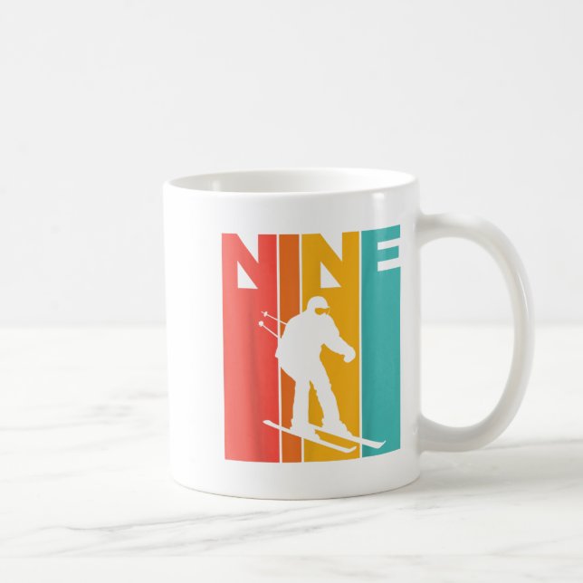 Mug 9e anniversaire Retro Ski 9 ans Garçons Anniversai (Droite)