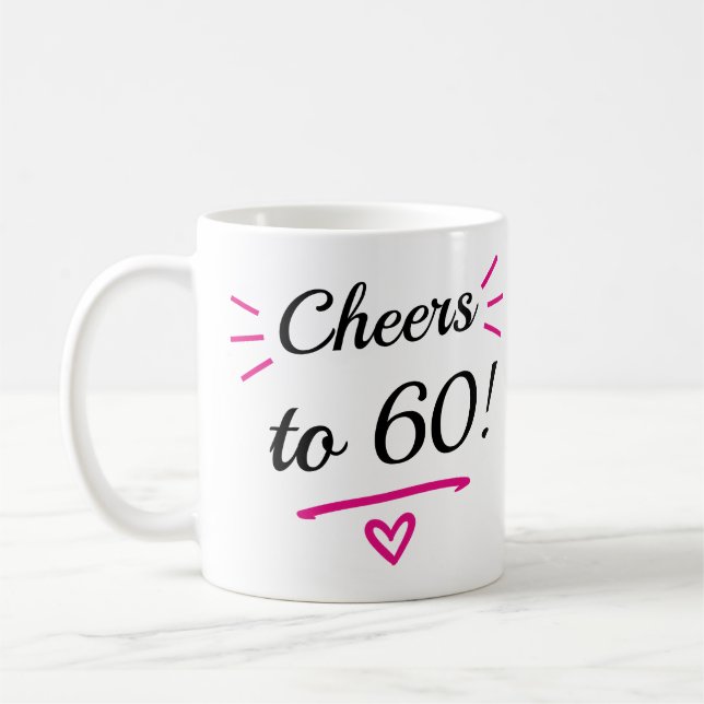 Mug À 60 ans, joyeux anniversaire rose (Gauche)