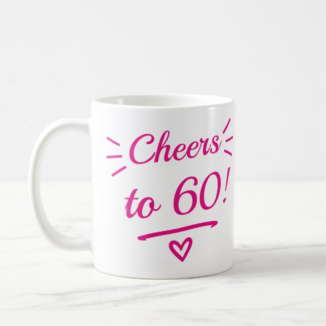 Mug À 60 ans, joyeux anniversaire rose (Gauche)
