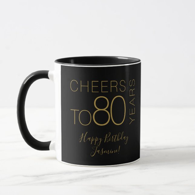Mug À 80 ans, élégant anniversaire Black Gold (Gauche)