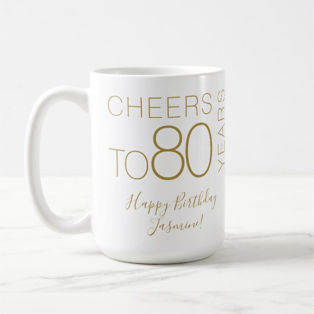 Mug À 80 ans, élégant anniversaire White Gold (Gauche)