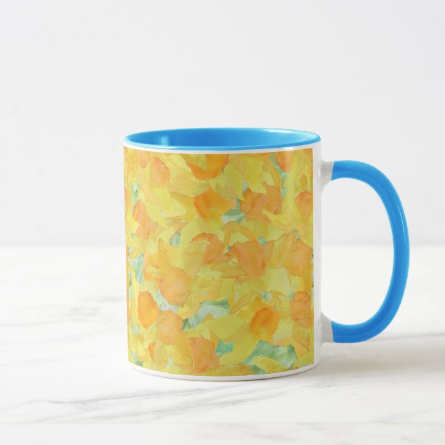 Mug à anneaux bleu et blanc, Daffodiques d'or (Droite)
