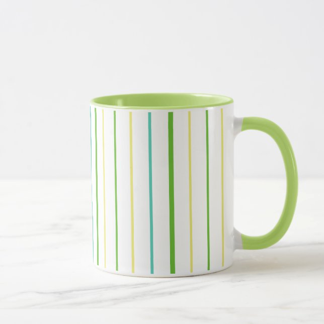 Mug à anneaux chic, Grilles, Vert, Turquoise, Jaun (Droite)