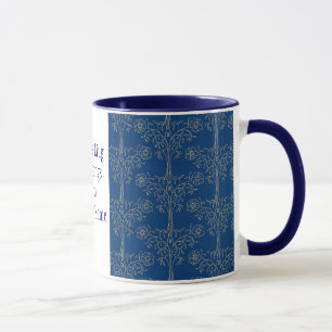 Mug à anneaux personnalisé, bleu foncé, Motif à ef