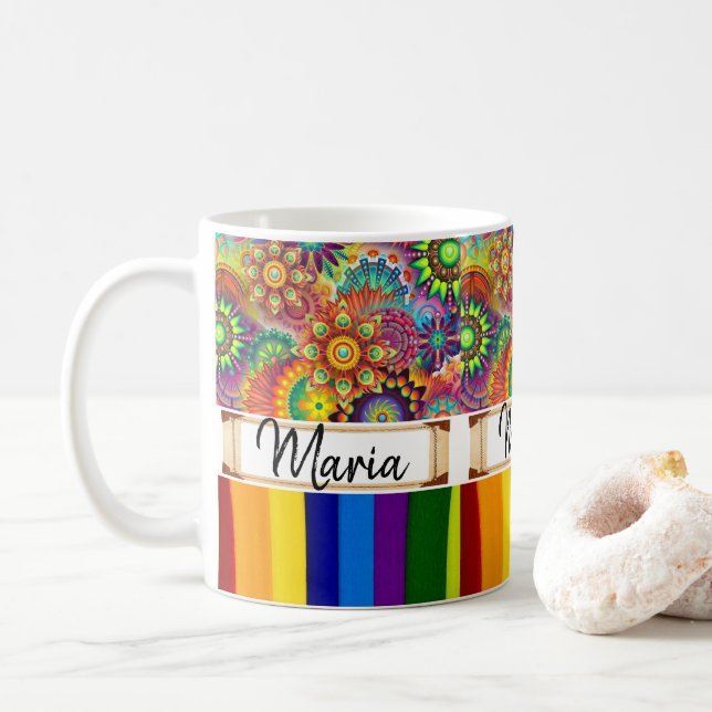 Mug à bande colorée (Avec donut)