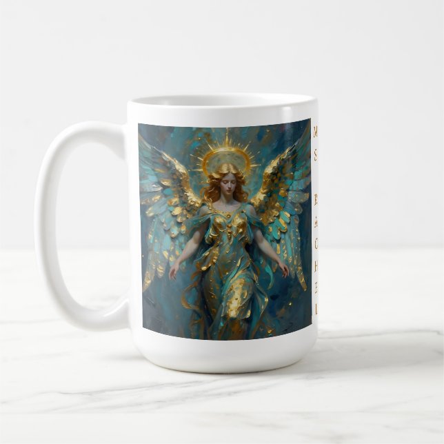 Mug A Beautiful Gold and Turquoise Angel Personalized (Gauche)