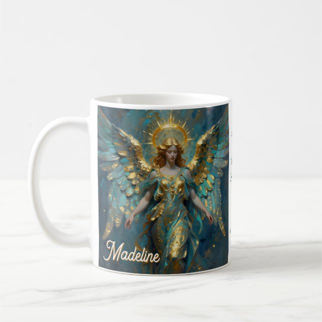 Mug A Beautiful Gold and Turquoise Angel Personalized (Gauche)