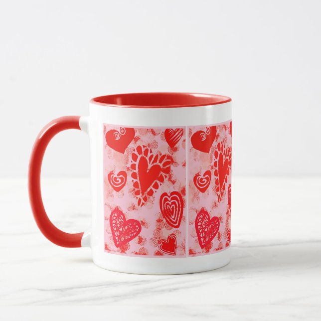 Mug à boisson Doodle coeurs de la Saint-Valentin (Gauche)