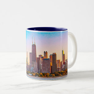 Mug à café à deux tons de Chicago Skyline
