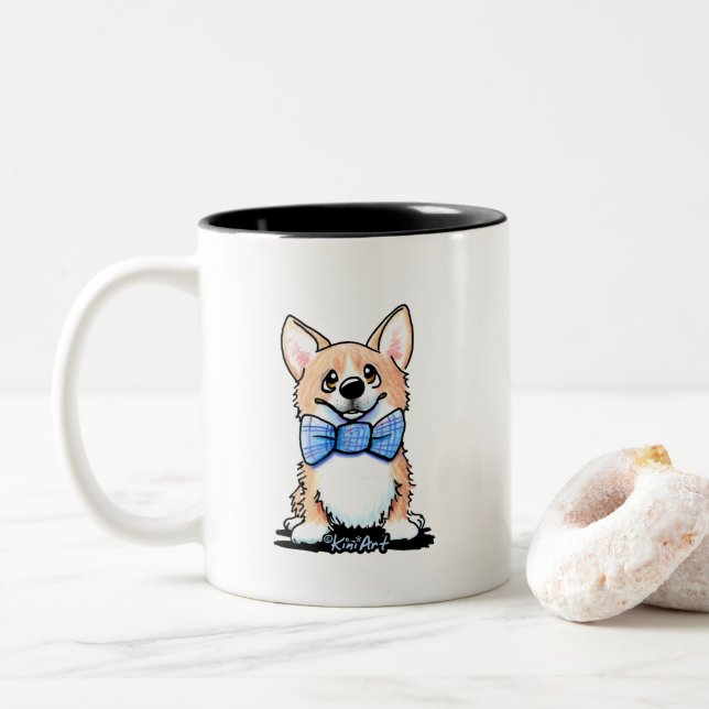 Mug à café à deux tons de Corgi Cutie (Avec donut)