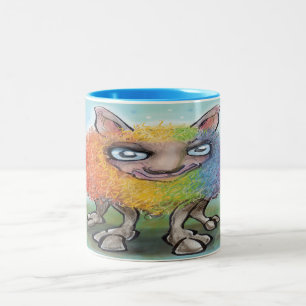 Mug à café à deux tons de mouton arc-en-ciel