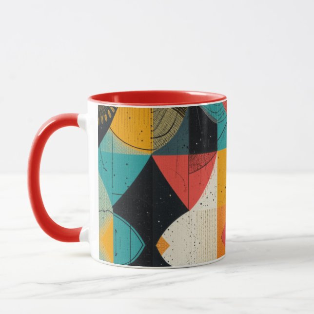 Mug à café à deux tons de poisson cubistique (Gauche)