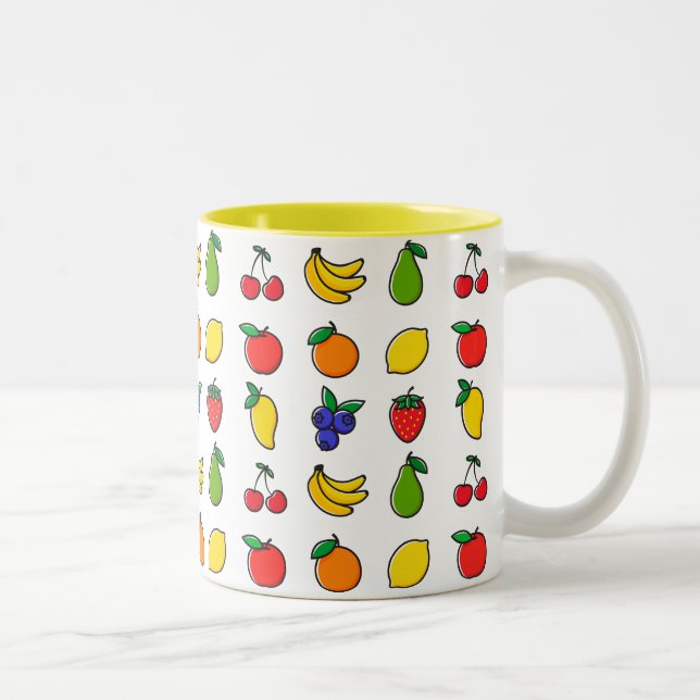 Mug à café à deux tons Motif à fruits mélangés col (Droit)