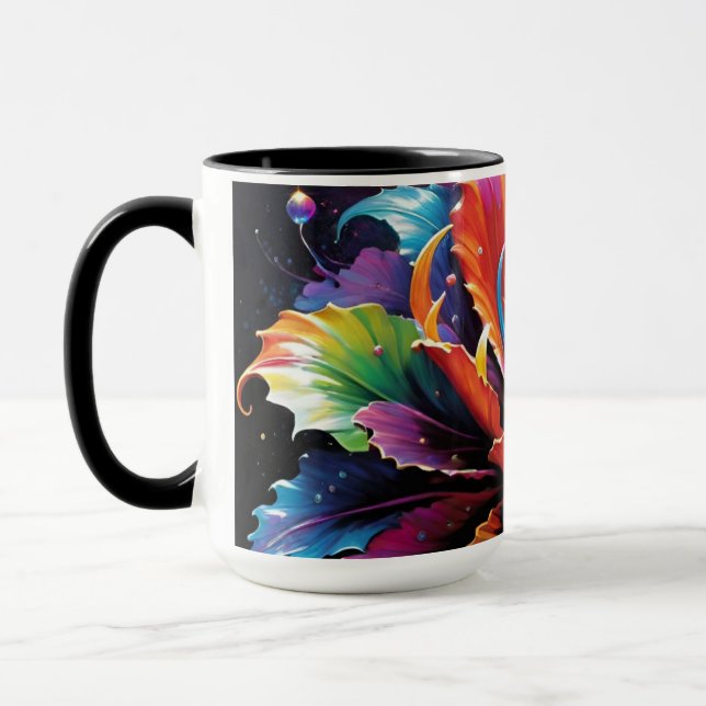 Mug à café à fleurs arc-en-ciel (Gauche)