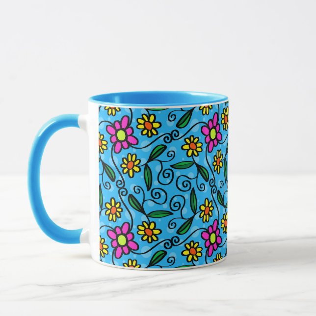 mug à café à fleurs gribouillées (Gauche)