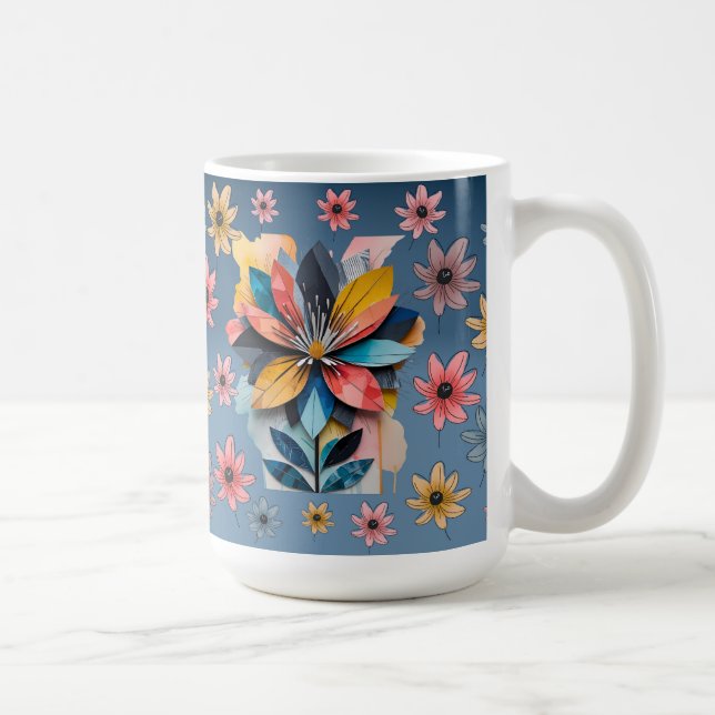 Mug à café à fleurs rétro 15oz (Droite)