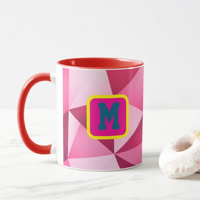 Mug à café à initiale holographique personnalisé (Avec donut)