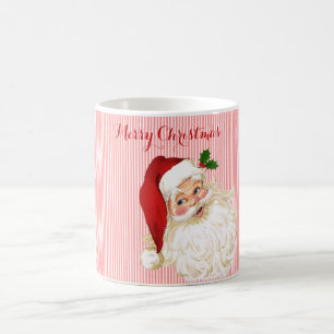 Mug à café à rayures rouges Père Noël vintage