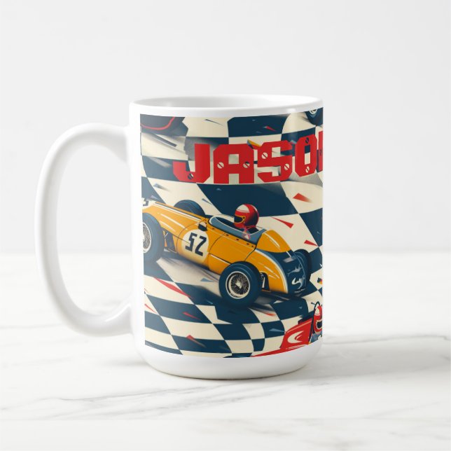 Mug à café à thème de voiture de course (Gauche)