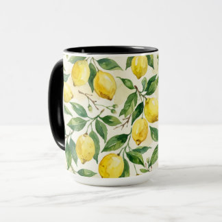 Mug à café aux citrons charmants de printemps