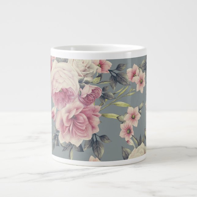 mug à café aux roses roses (Devant)