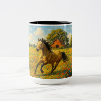 Mug à café avec cheval au galop Œuvre d'art origin