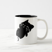 Mug à café avec joli chat noir grassouillet - pleu