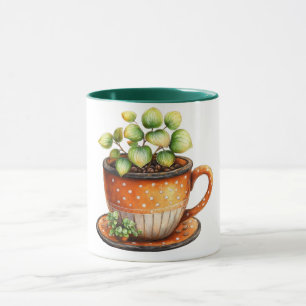 Mug à café avec tasse à café avec plante à l'intér