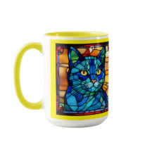Mug à café avec un joli chat bleu