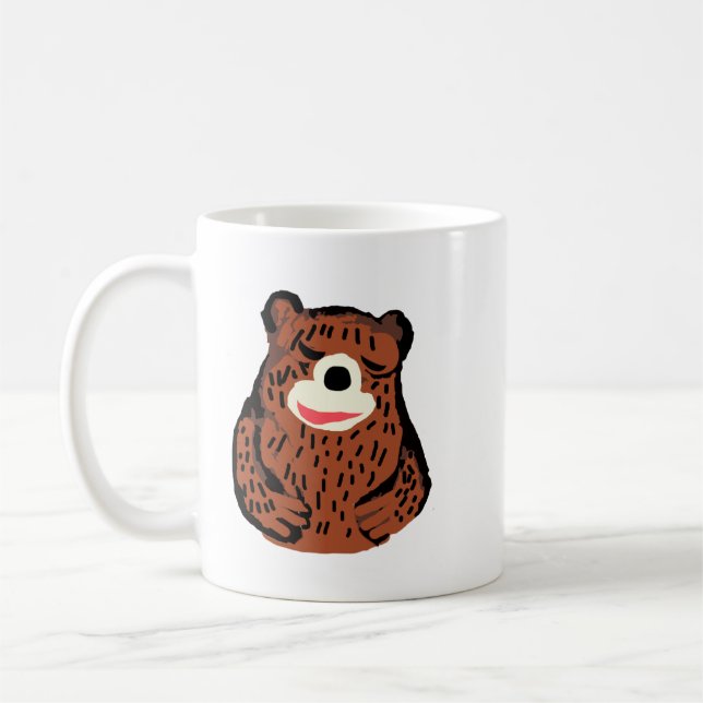 Mug à café avec un ours brun mignon dessiné à la m (Gauche)