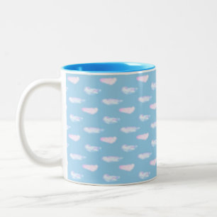 Mug à café bicolore avec des nuages pastel mignons