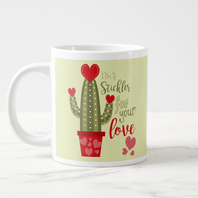 Mug à café Bonne Saint-Valentin Cactus Cœurs 60cl (Gauche)