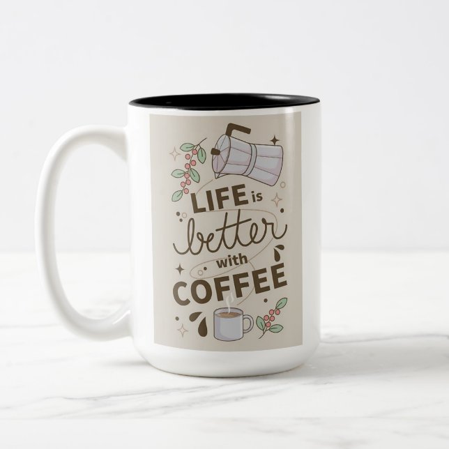 Mug à café classique – Design simple et élégant (Gauche)
