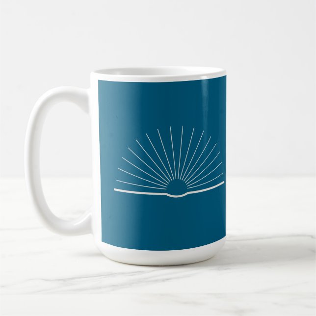 Mug à café CMEC - 15 oz, turquoise avec blanc (Gauche)