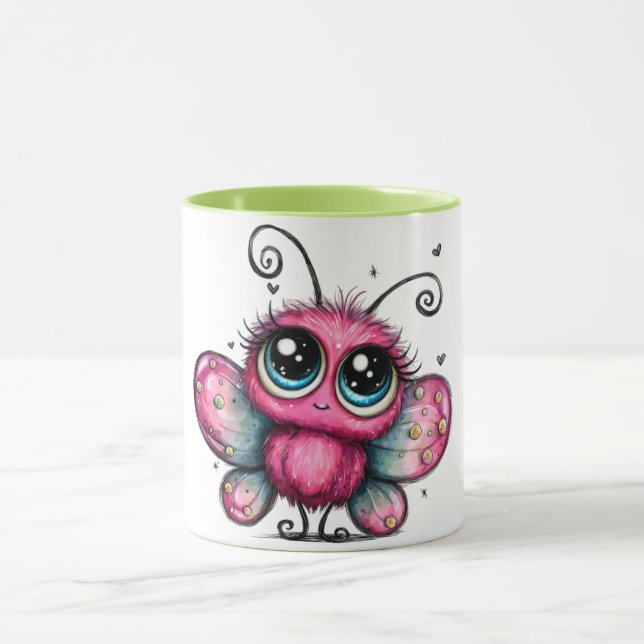Mug à café coloré avec papillon violet (Centre)