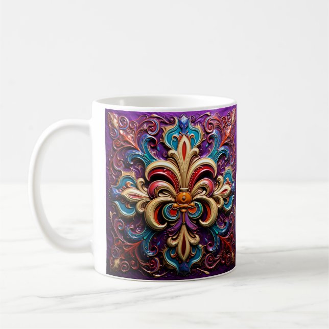 Mug à café coloré Fleur de lis (Gauche)