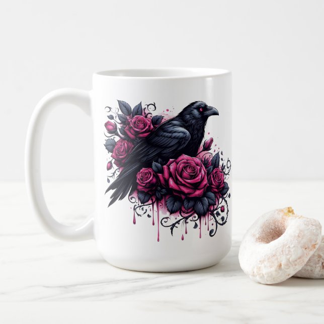 Mug à café Corbeau d'Halloween (Avec donut)