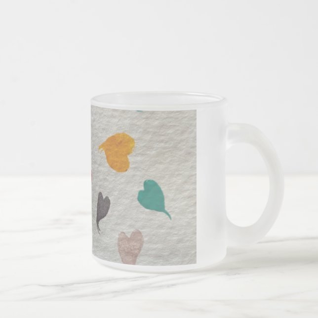 Mug à café couleur aquarelle coeurs (Droit)