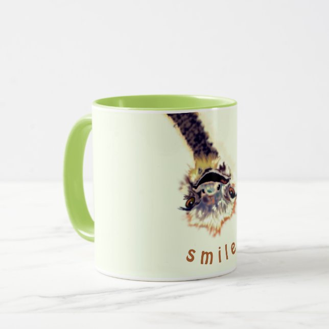 Mug à café d'autruche amusant - Texte personnalisé (Devant gauche)