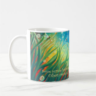 Mug à café de 15 oz, blanc, art original, libellul