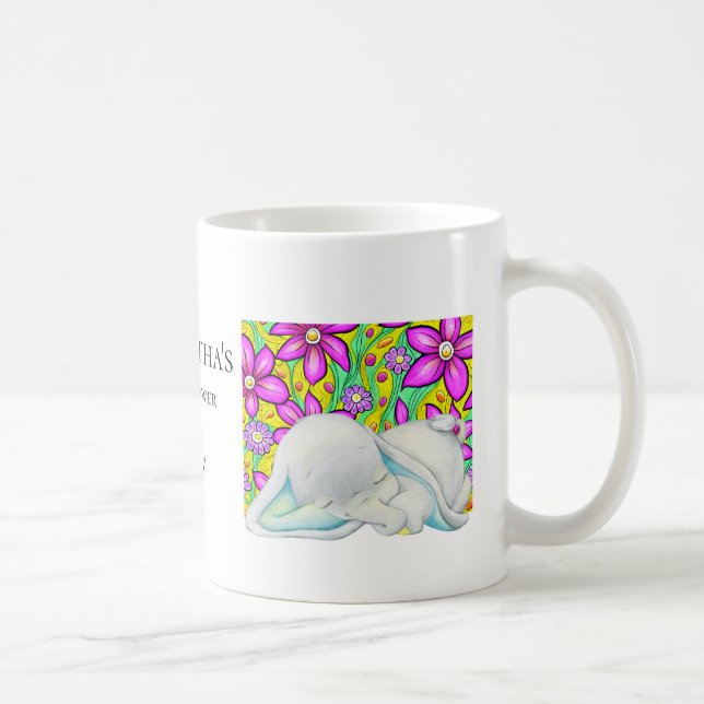 Mug à café d'éléphants de fleurs (Droite)
