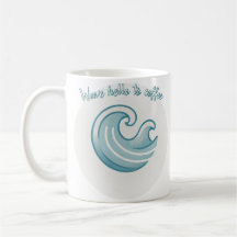 Mug à café d'onde - Conception de vague bleue insp