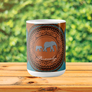 Mug à café Eléphants décoré