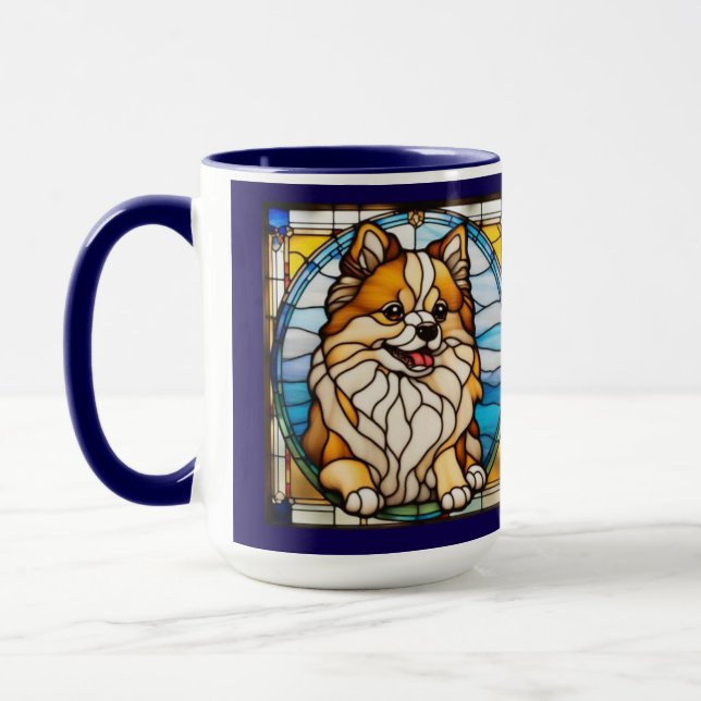 Mug à café en céramique avec Pomeranian mignon (Gauche)