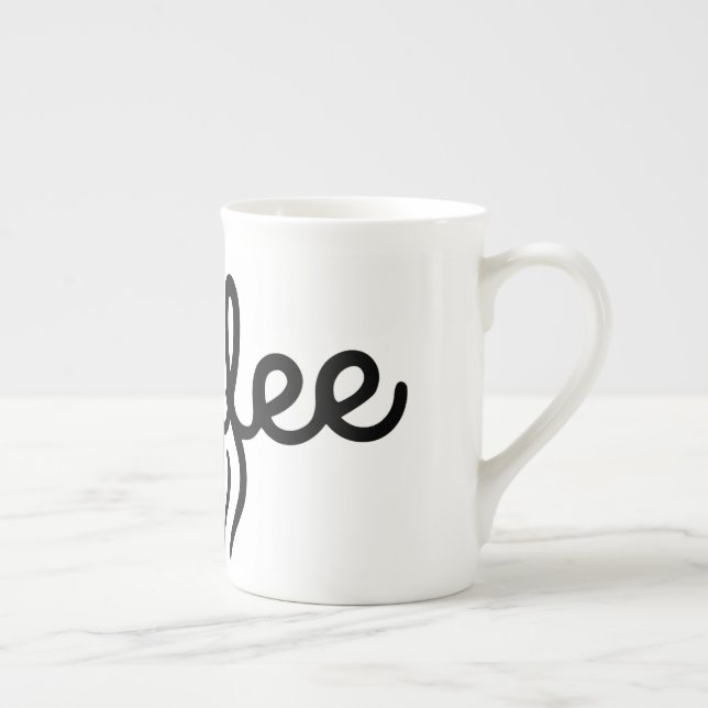 Mug à café en porcelaine fine élégant - Écriture m (Droite)