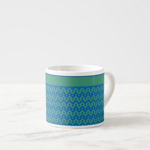 Mug à café expresso, émeraude et géométrique bleue