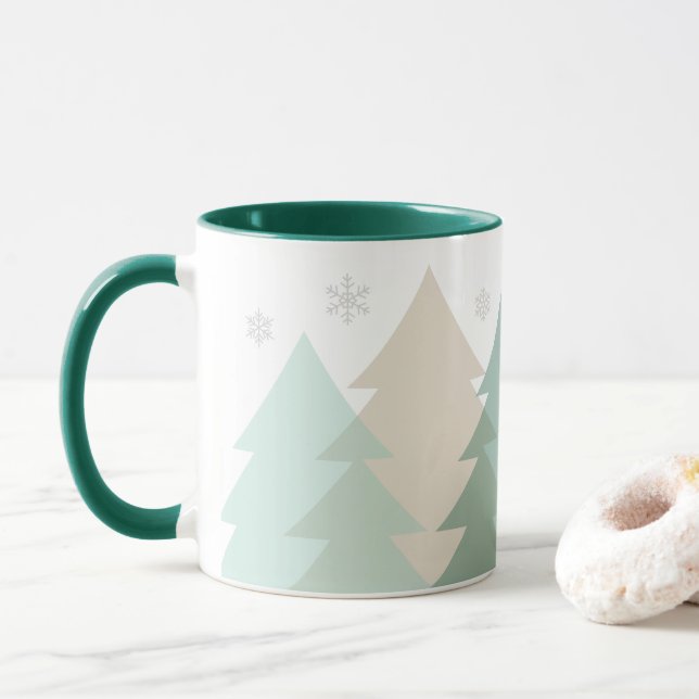 Mug à café Forêt de Noël en Bois (Avec donut)