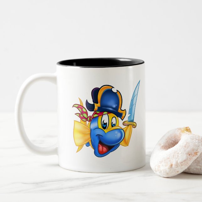 Mug à café FriendFish avec poisson pirate de dessi (Avec donut)