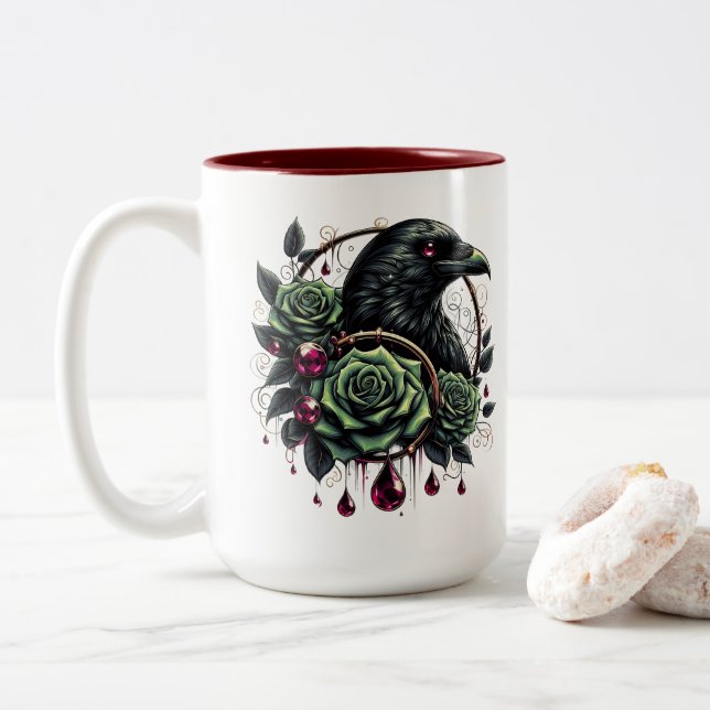 Mug à café Halloween Raven (Avec donut)