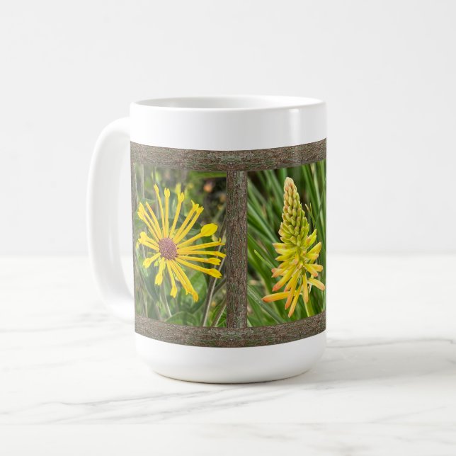 Mug à café inspirant avec fleurs jaunes (Devant gauche)
